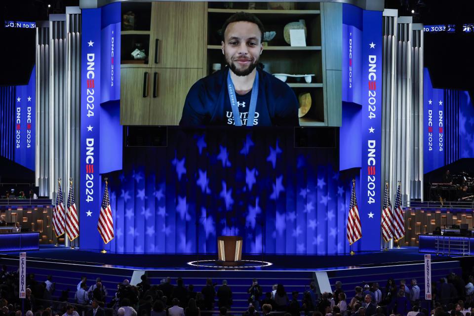 Stephen Curry, Olympic gold medalist, shows support for Kamala Harris with video endorsement at DNC